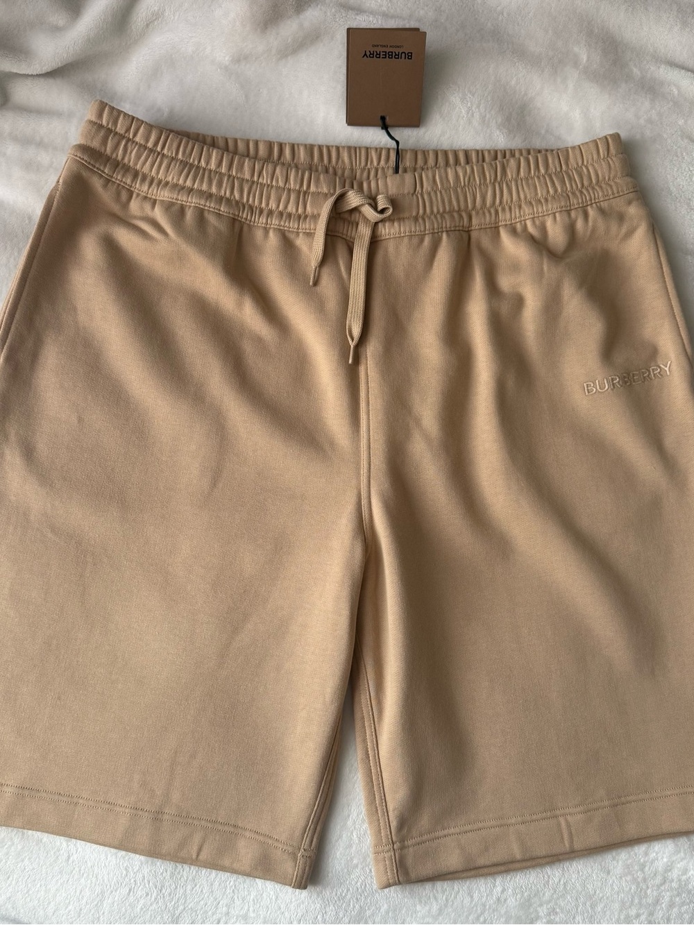 Burberry Men’s Tan Elastic Drawstring Shorts